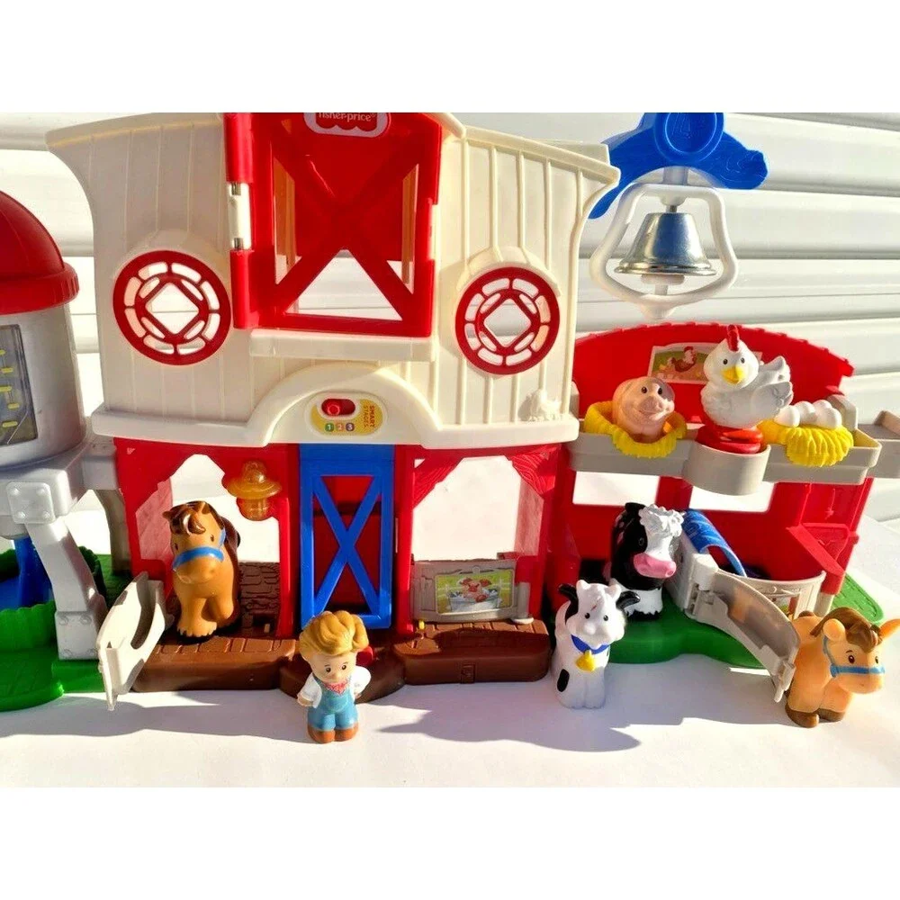 Fisher-Price Little People Stages Red Farm Playset W Sound & Lights + 7 Figures!